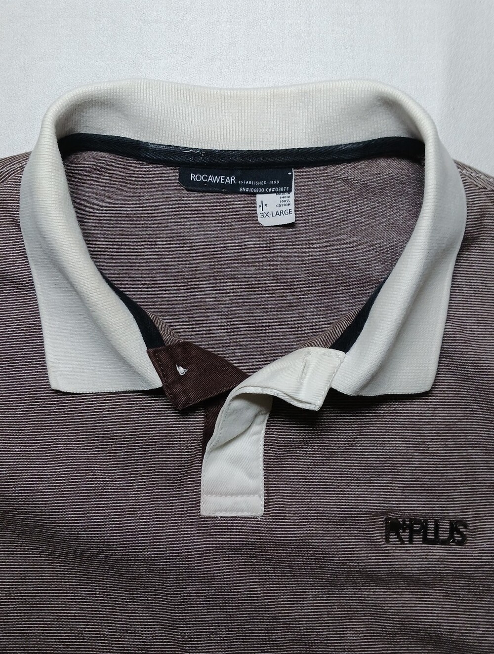 Vintage Rocawear Mens R+Plus Short Sleeve Cotton Polo 3XL Brown White Stripes
